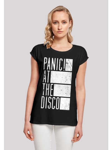 F4NT4STIC Extended Shoulder T-Shirt Panic At The Disco Block Text in schwarz