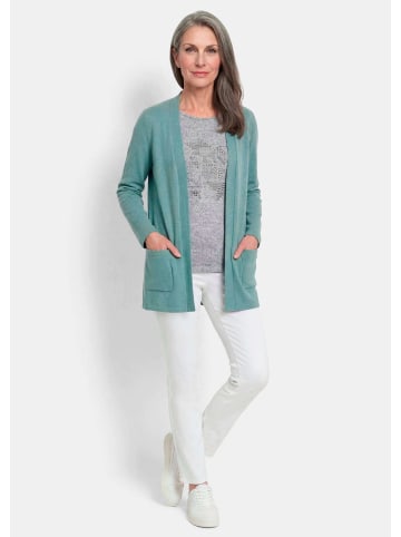 GOLDNER Elegante Strickjacke mit Kaschmir in graugrün