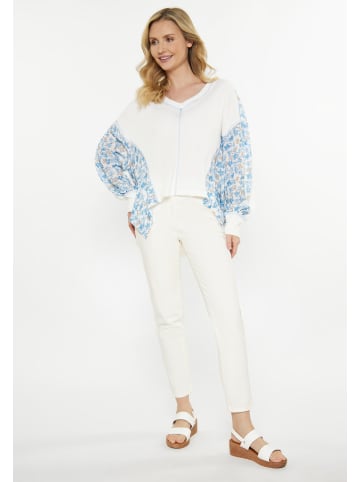 Usha Women Blouse in white blue