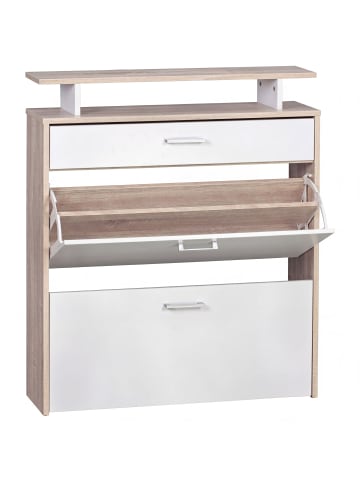 FineBuy Schuhschrank in Grau / Spanplatte / 80x24x95