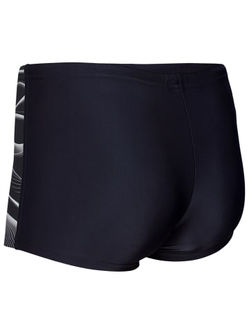 Aquarti Aquarti Herren Badehose Kurz Sportlich Streifen in schwarz/grau