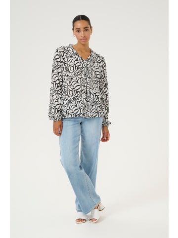 Kaffe Langarm-Bluse KAellen in Black/White Leaf Print