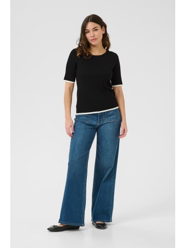 Kaffe Strickpullover KAlizza Regular fit in Black with Chalk contrast