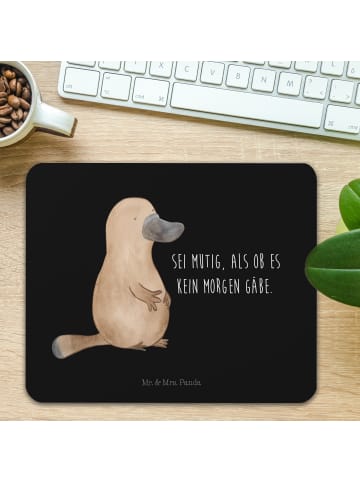 Mr. & Mrs. Panda Mousepad Schnabeltier Mut mit Spruch in Schwarz
