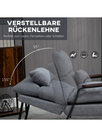 HOMCOM Relaxsessel mit Hocker-68L x 91,5B x 88H cm-Hellgrau