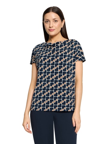 Betty Barclay Printshirt mit Wasserfallausschnitt in Dark Blue/Brown