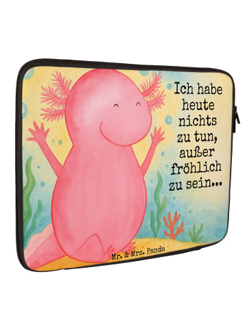 Mr. & Mrs. Panda Laptop Tasche Axolotl Hurra Design mit Spruch in Weiß