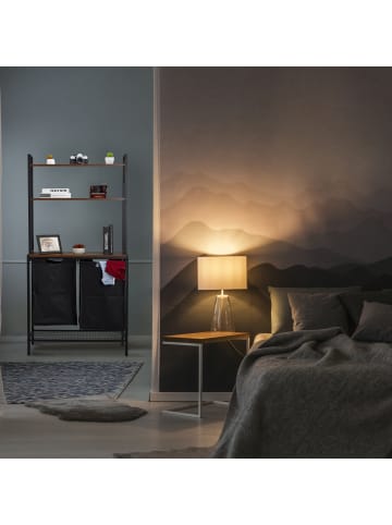 relaxdays Wäschekorbregal in Schwarz/ Braun - (B)80 x (H)162 x (T)34 cm