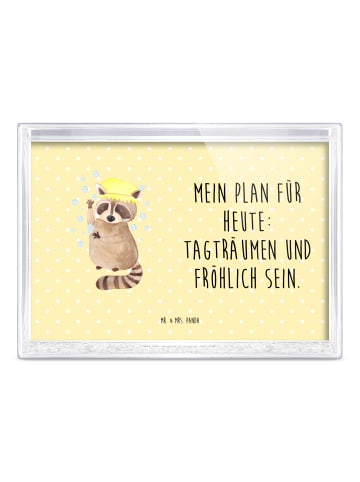 Mr. & Mrs. Panda Bilderrahmen Waschbär mit Spruch in Gelb Pastell