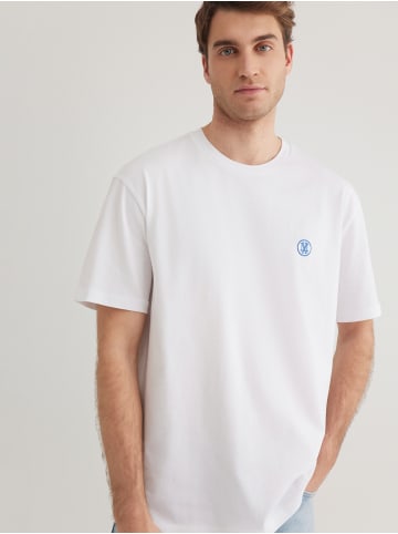 Mavi Jeans T-Shirt mit Rundhalsausschnitt und Logo Stickerei in Weiß-3