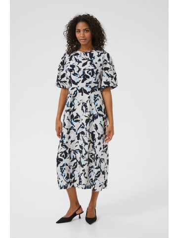Kaffe Kleid KApaco Tight fit in Beige/Black/Blue Blurry Leaf