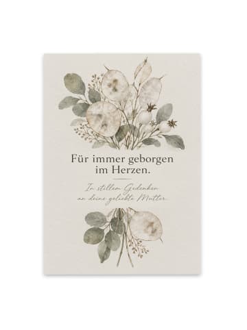 Trauerspruchkarte Blumen tröstlich Design mit S... in Weiß