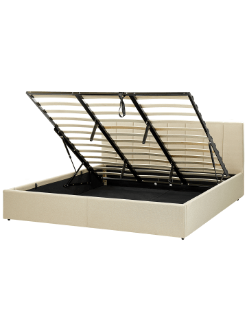 Beliani Doppelbett DREUX in Beige/Schwarz - (W) 191 x (H) 90 x (L) 214 cm