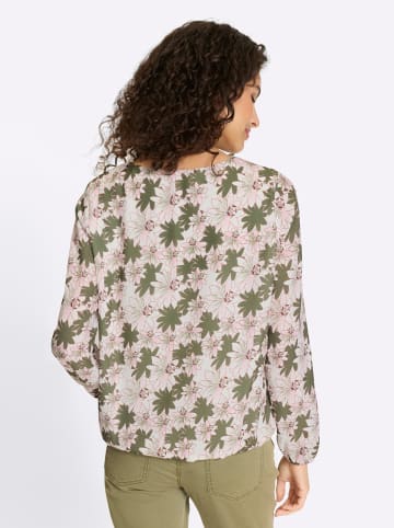 Heine Druckbluse in weiß-oliv-bedruckt