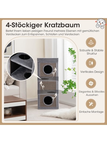 COSTWAY 4-stöckige Katzentonne in Grau