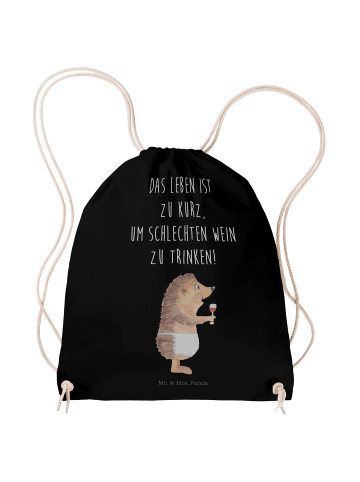 Mr. & Mrs. Panda Turnbeutel Igel Wein mit Spruch in Schwarz