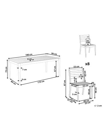 Beliani 9-tlg Gartentisch Set CHIOGGIA in Braun