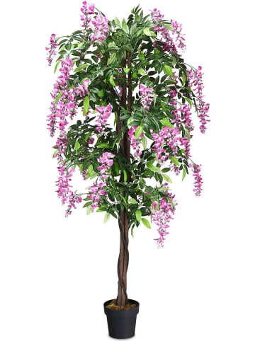 COSTWAY Kunstbaum mit Blüten in Rosa