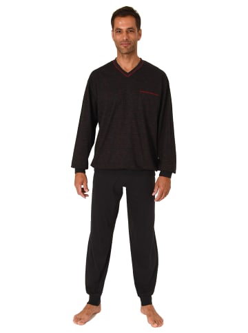 NORMANN Pyjama langarm Bündchen print - 75195 in dunkelgrau