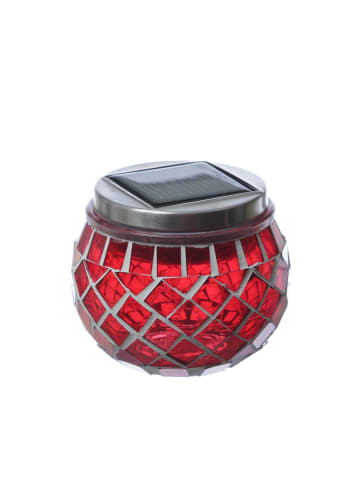 MARELIDA LED Solar Windlicht Mosaik Solarglas H: 9cm in rot