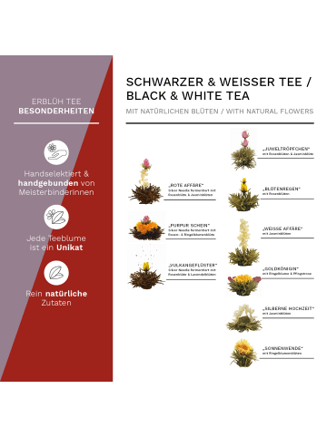 Creano Holzpräsentbox "12er Teeblumen Weißtee & Schwarztee"