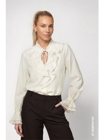 monari Bluse mit Volants und Stehkragen in Antique White