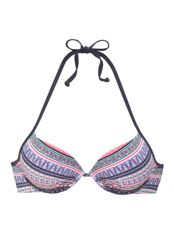 S. Oliver Push-Up-Bikini-Top in blau-rosé-gestreift