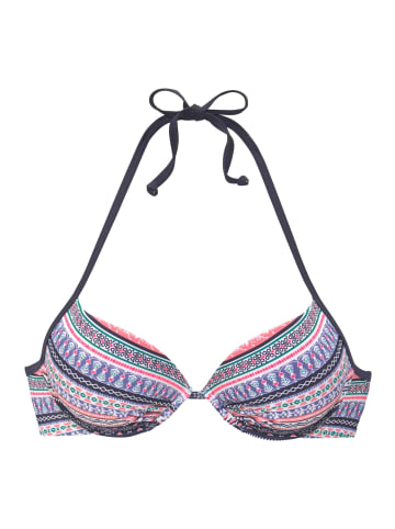 s.Oliver Push-Up-Bikini-Top in blau-rosé-gestreift