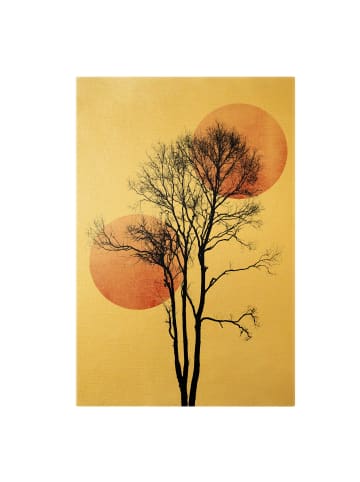 WALLART Leinwandbild Gold - Baum im Nachthimmel in Rosa