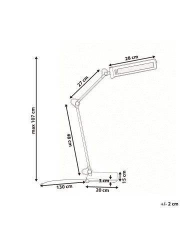 Beliani Büroleuchten AQUILA in Grau - (W) 20 x (H) 107 x (L) 20 cm