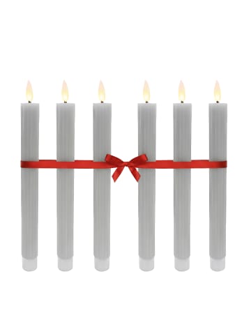 relaxdays 6 x LED Stabkerzen in Hellgrau