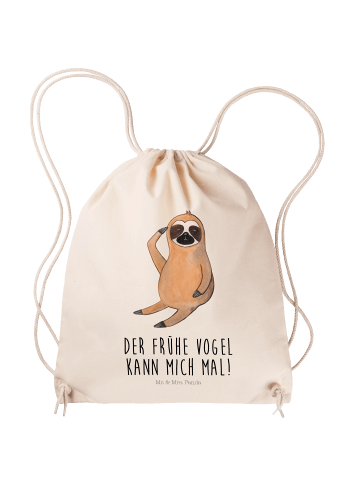Mr. & Mrs. Panda Baumwoll-Turnbeutel Faultier Vogel mit Spruch in Creme