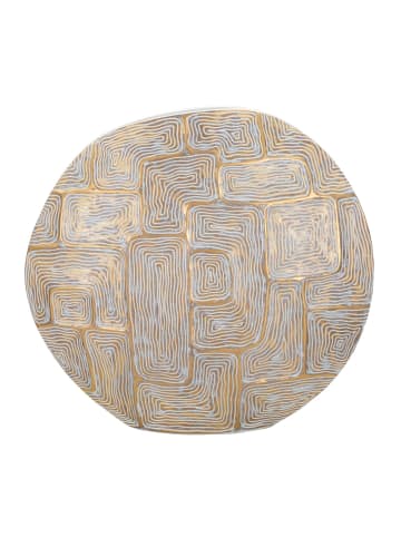Mauro Ferretti Goldene Harzvase mit abstrakten Linien, 48 x 13 x 44,5 cm