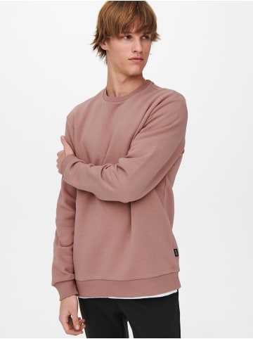 Only&Sons Basic Sweatshirt Langarm Pullover ohne Kapuze ONSCERES in Terracotta