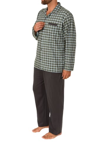NORMANN Pyjama zum durchknöpfen Karo - 68069 in dunkelgrau