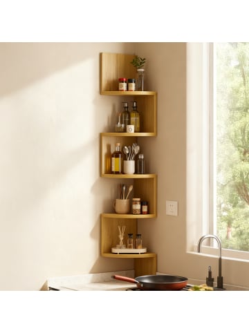 relaxdays Eckregal in Natur - (B)20 x (H)125 x (T)20 cm