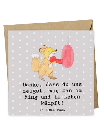 Mr. & Mrs. Panda Einladungskarte Boxen Trainerin mit Spruch in Grau Pastell