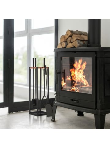 relaxdays 5-tlg. Kaminbesteck-Set in Schwarz/ Braun