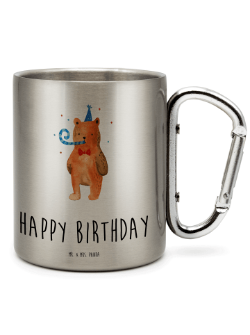 Mr. & Mrs. Panda Outdoor Tasse Bär Geburtstag mit Spruch in Silber