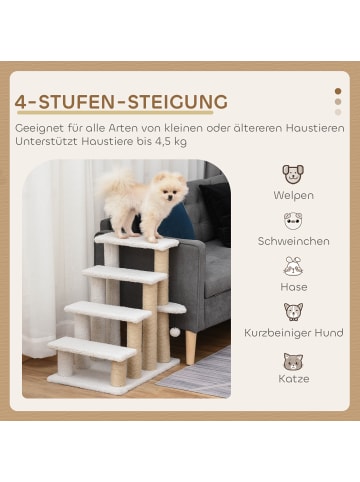 Pawhut Katzentreppe Weiß 45L x 40B x 48H cm