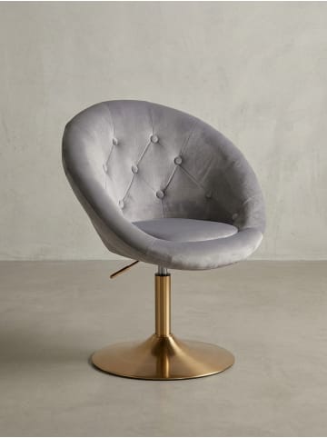 KADIMA DESIGN Loungesessel Samt / Gold Design Drehstuhl, Clubsessel in Grau