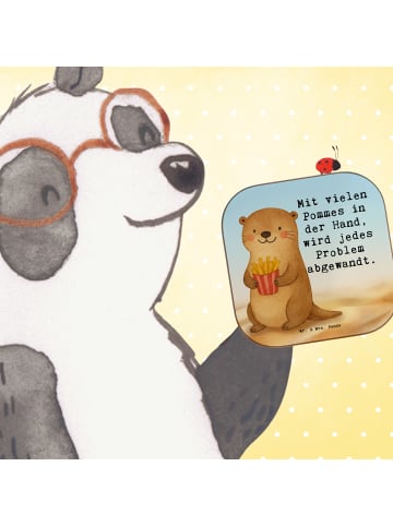 Mr. & Mrs. Panda Glas-Untersetzer Otter See Pommes Design mit Sp... in Weiß