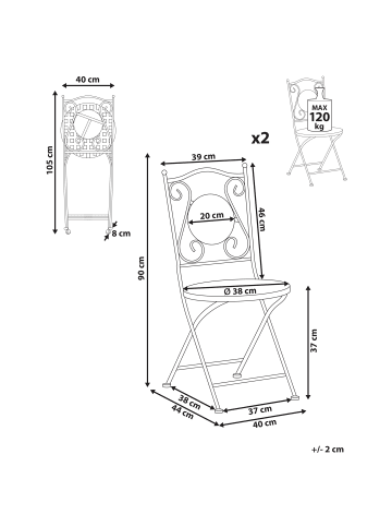 Beliani 2er-Set Esszimmerstuhl CASARIO in Schwarz/Bunt