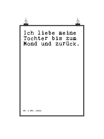Mr. & Mrs. Panda Kunstdruck Ich liebe meine Tochter... mit Spruch in Weiß