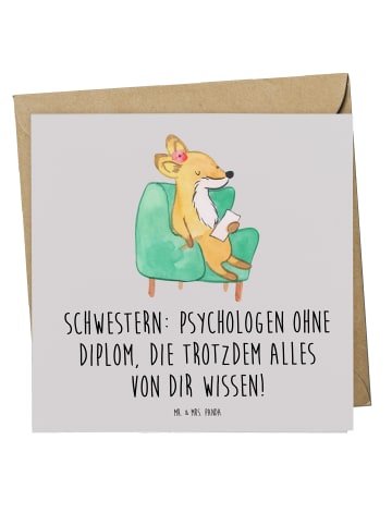 Mr. & Mrs. Panda Grußkarte Schwestern Psychologen mit Spruch in Grau Pastell