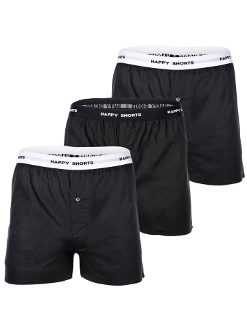 Happy Shorts Web-Boxershorts 3er Pack in Schwarz