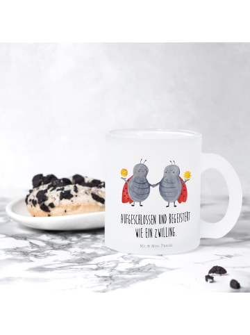 Mr. & Mrs. Panda Kaffeetasse Sternzeichen Zwilling mit Spruch in Transparent