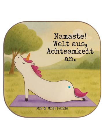 Mr. & Mrs. Panda Untersetzer für Gläser Einhorn Yoga Design mit ... in Weiß