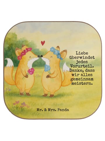 Mr. & Mrs. Panda Holzuntersetzer Füchse Lesbian Pride Design mit... in Weiß