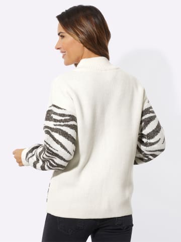 Sieh an! Strickjacke in ecru-graphit-gemustert